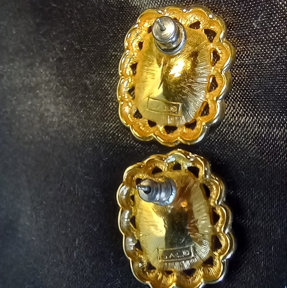 Purple and Gold Post Earrings - Picture 5 of 11